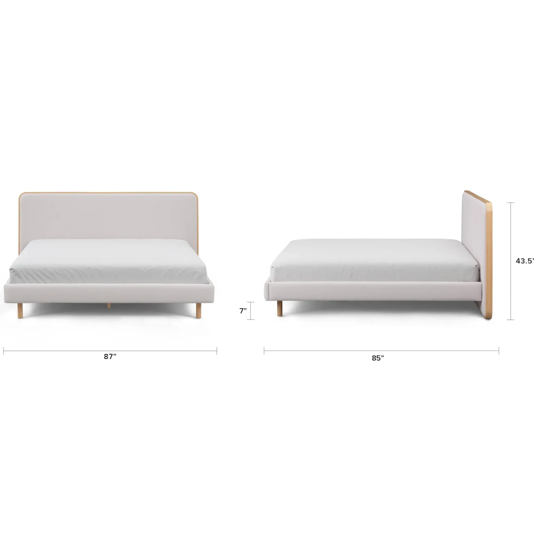 Bjorn King Upholstered Bed - White Oak and Ratine Ivory
