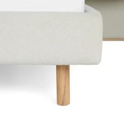 Bjorn King Upholstered Bed with Nightstands Set - White Oak and Ratine Ivory