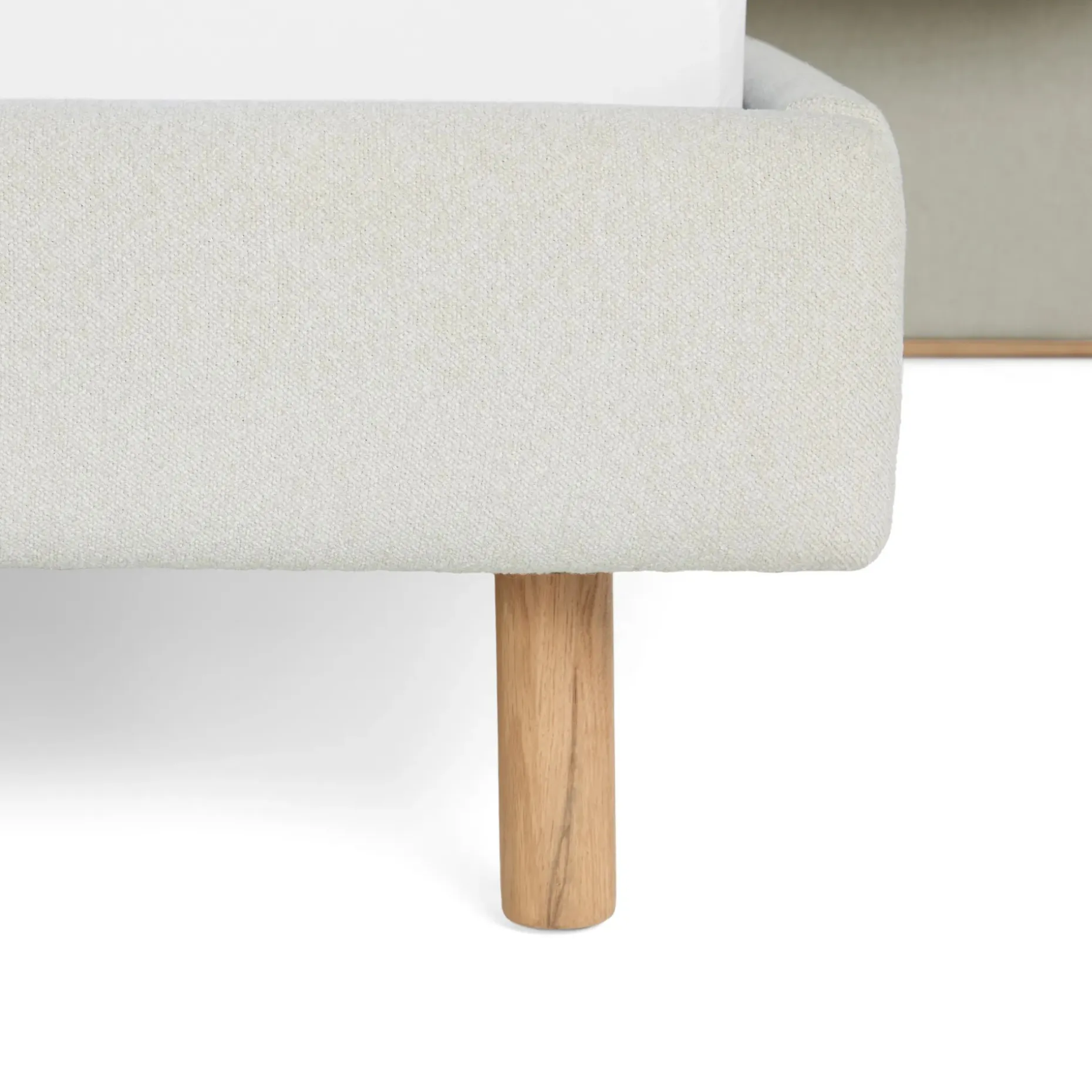 Bjorn King Upholstered Bed with Nightstands Set - White Oak and Ratine Ivory