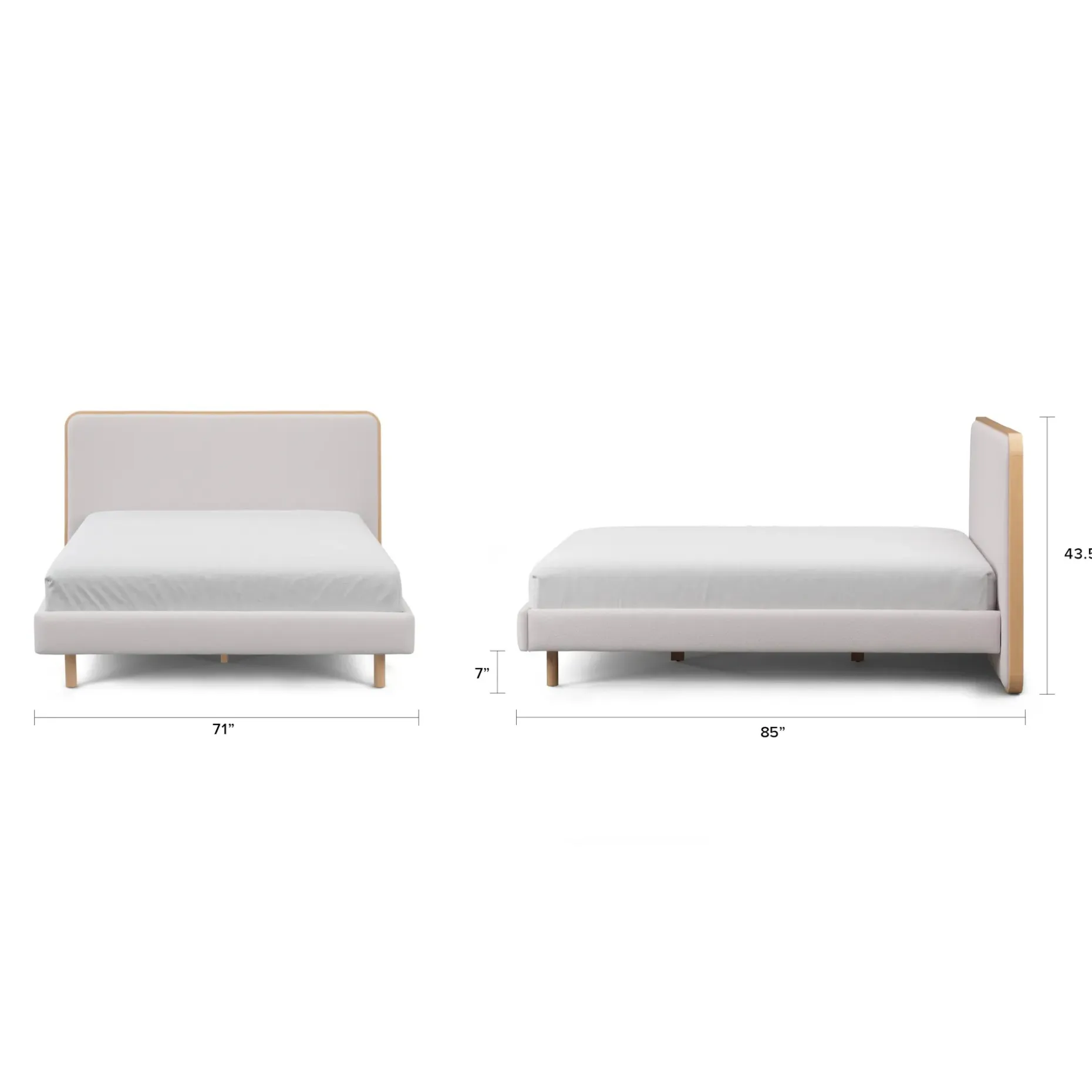 Bjorn Queen Upholstered Bed - White Oak and Ratine Ivory