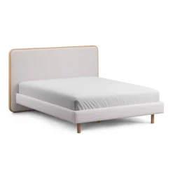 Bjorn Queen Upholstered Bed - White Oak and Ratine Ivory