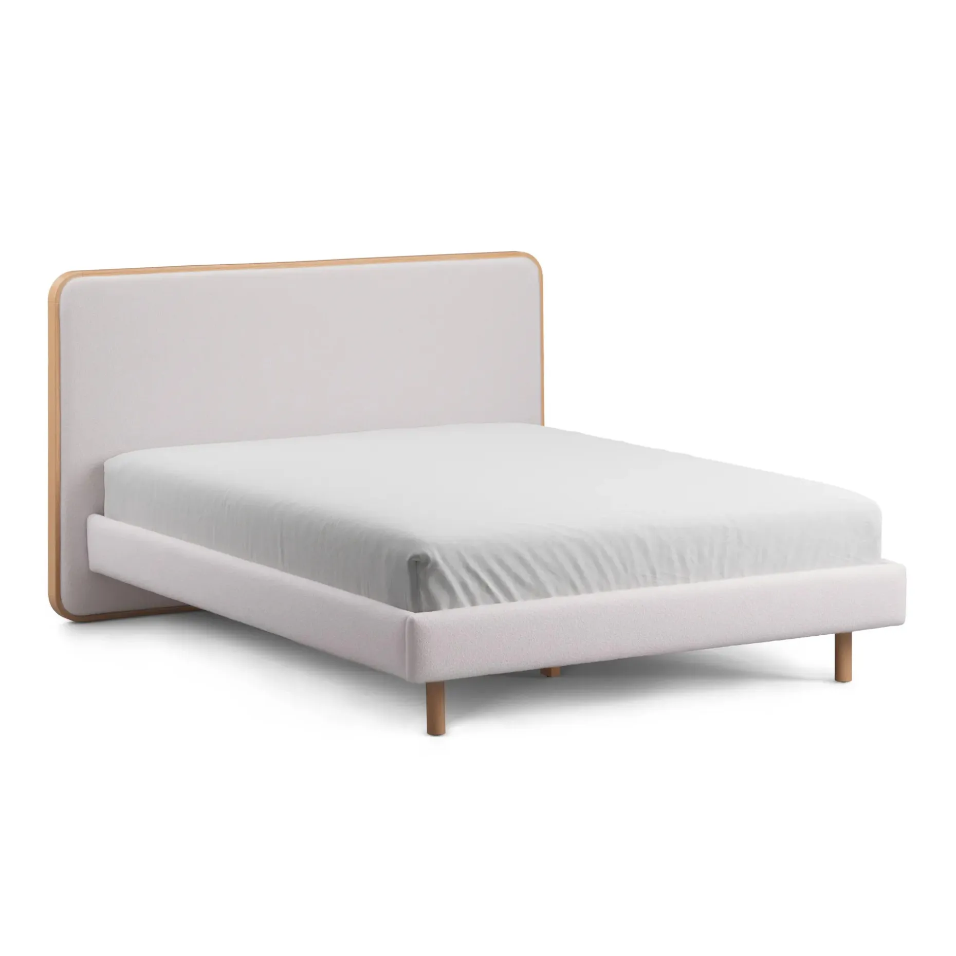 Bjorn Queen Upholstered Bed - White Oak and Ratine Ivory