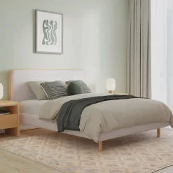 Bjorn Queen Upholstered Bed - White Oak and Ratine Ivory