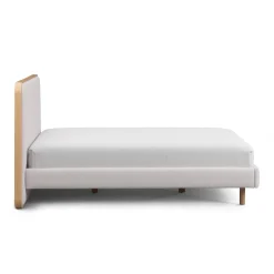 Bjorn Queen Upholstered Bed - White Oak and Ratine Ivory