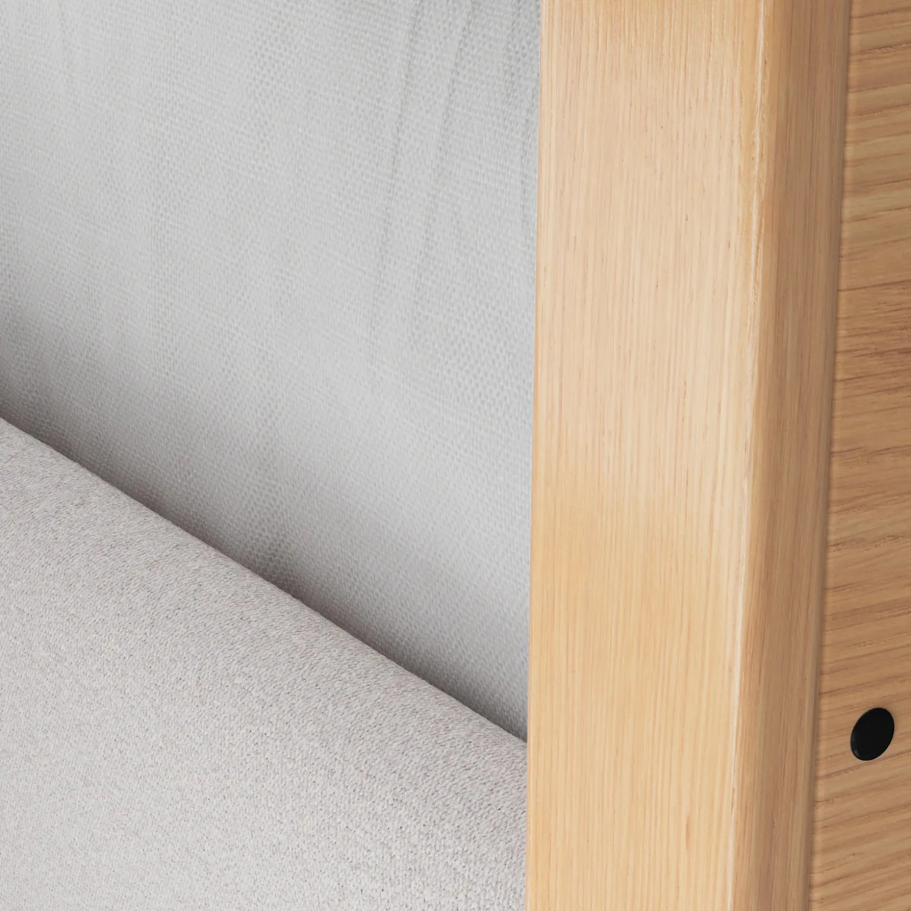 Bjorn Queen Upholstered Bed - White Oak and Ratine Ivory