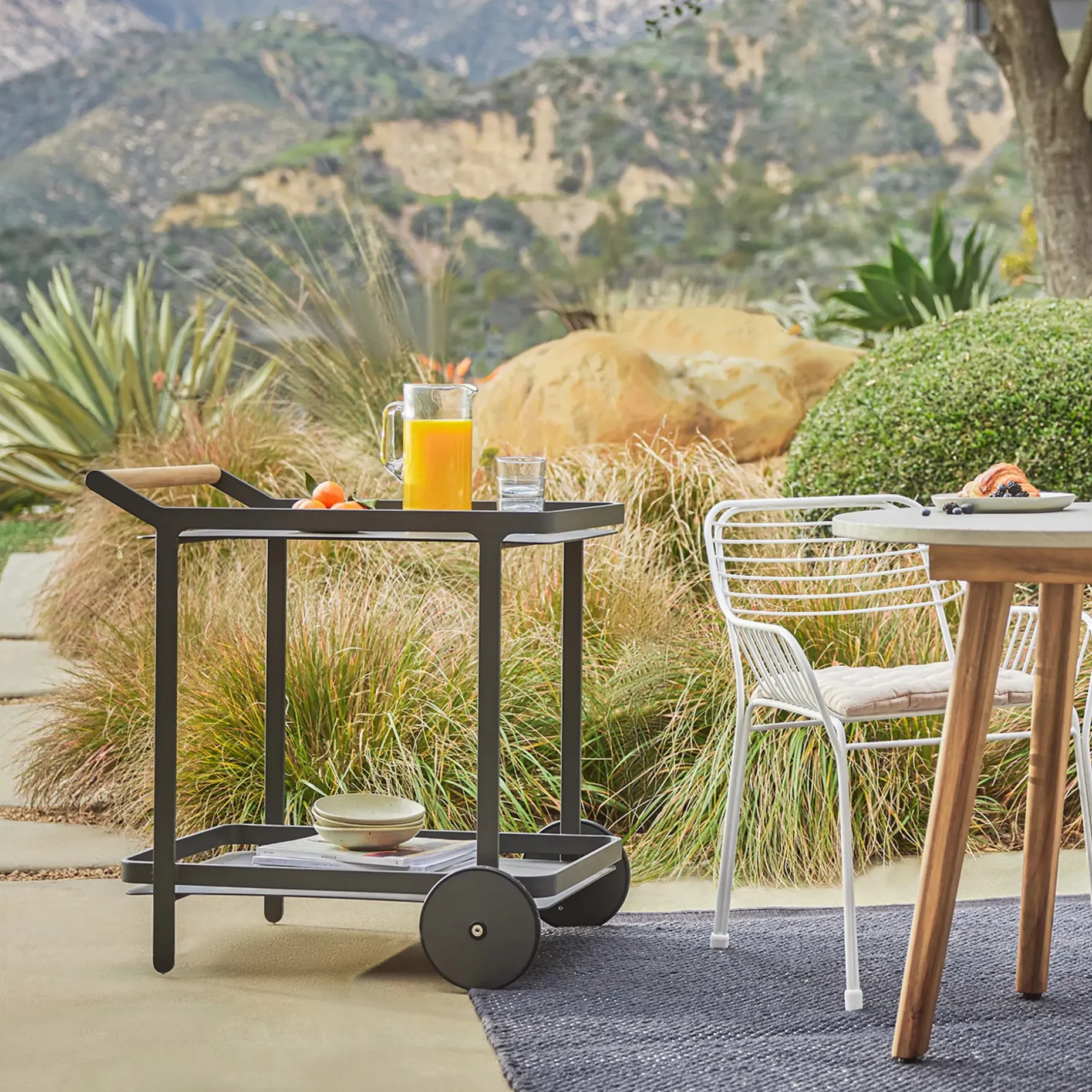Boden Outdoor Bar Cart - Dark Gray
