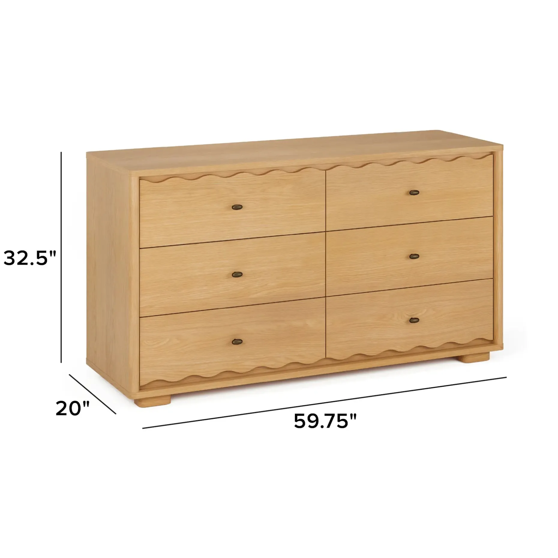 Boe 6-Drawer Double Dresser - Natural Oak