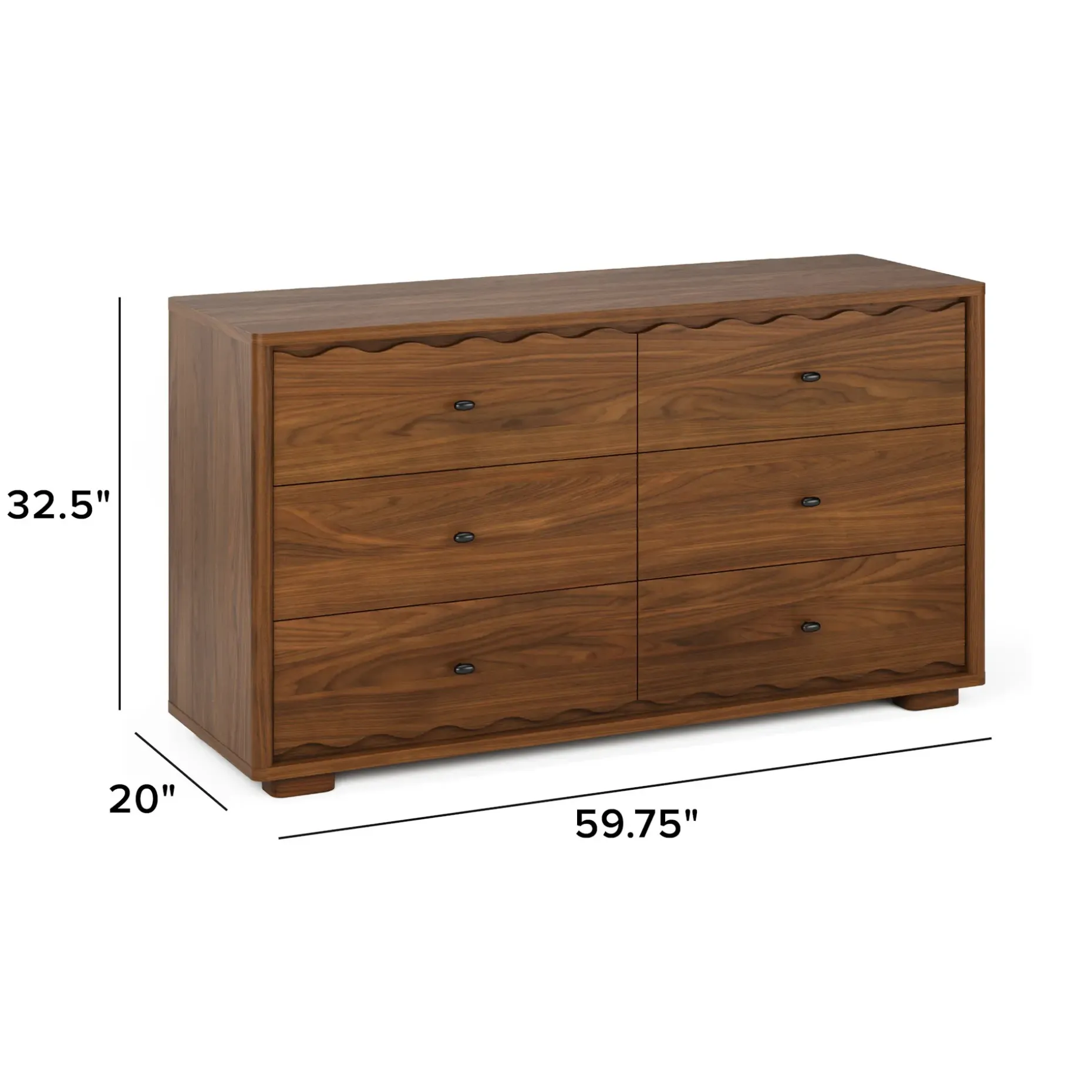 Boe 6-Drawer Double Dresser - Walnut