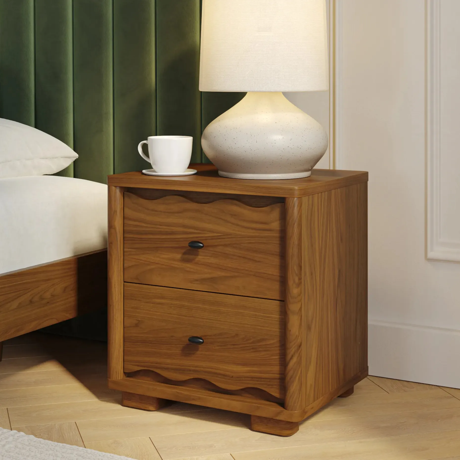 Boe 2-Drawer Nightstand - Walnut