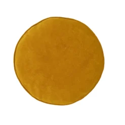 Bonnie Velvet Round Pillow - Plush Yarrow Gold