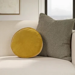 Bonnie Velvet Round Pillow - Plush Yarrow Gold