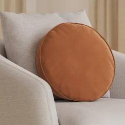 Bonnie Velvet Round Pillow - Plush Pacific Rust