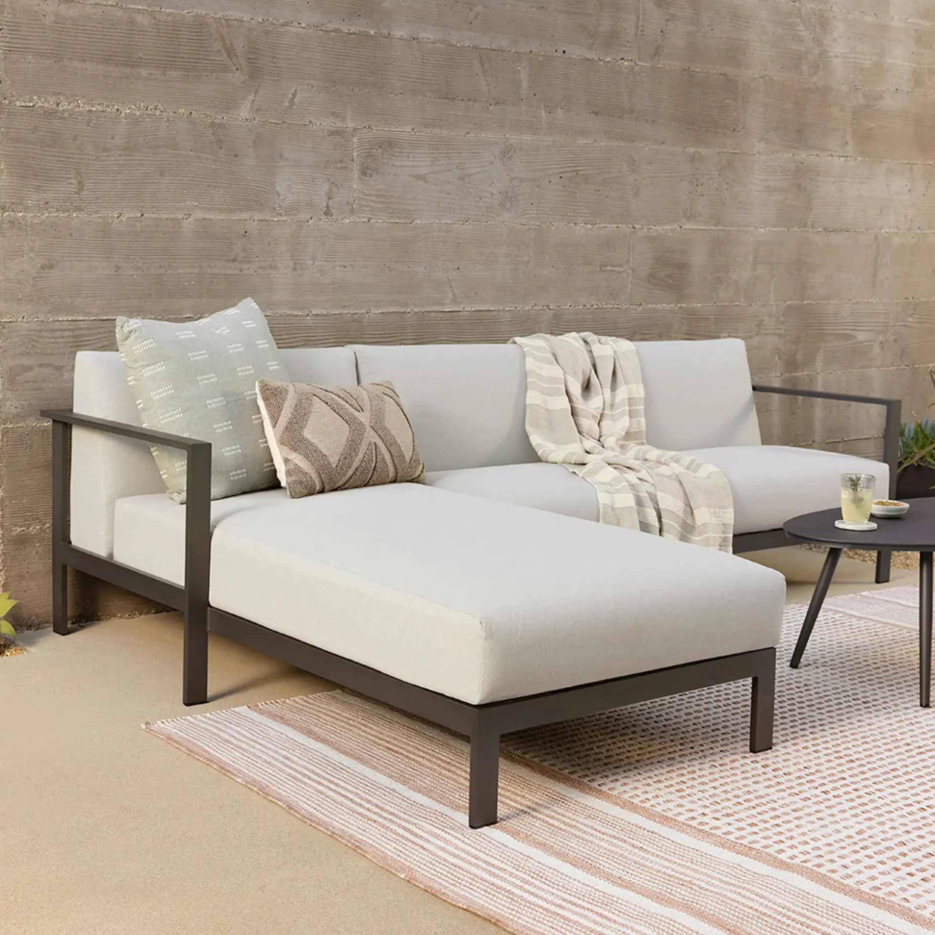 Burkel 105" Outdoor Left Sectional - Cloudy Gray