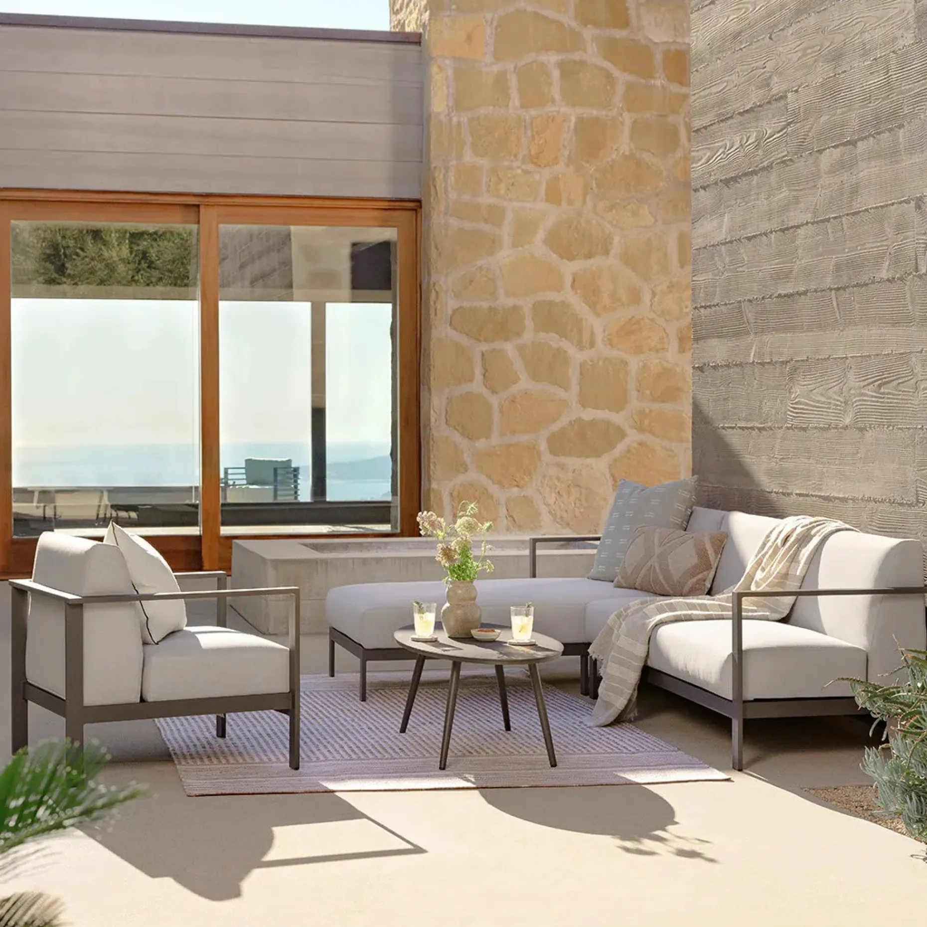 Burkel 105" Outdoor Left Sectional - Cloudy Gray
