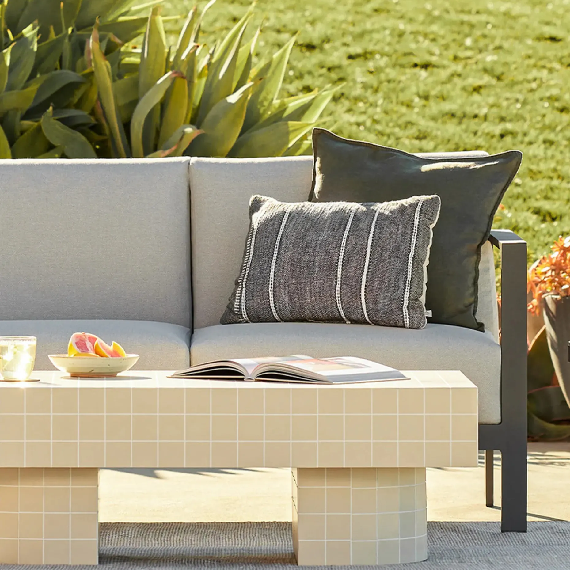 Burkel 57" Outdoor Loveseat - Cloudy Gray