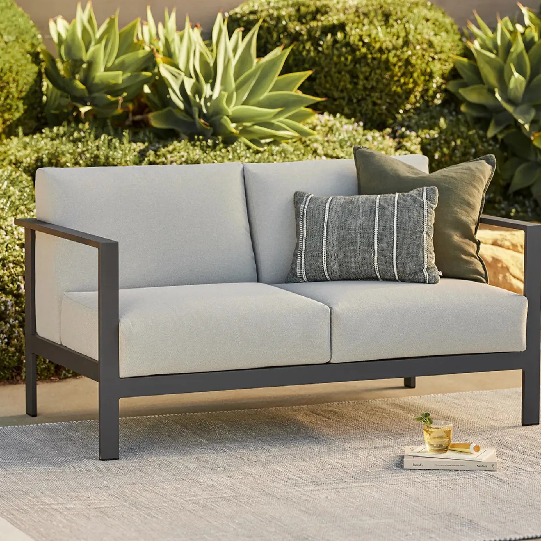Burkel 57" Outdoor Loveseat - Cloudy Gray