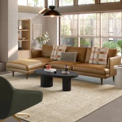 Burrard 112" Leather Left Sectional - Bella Caramel