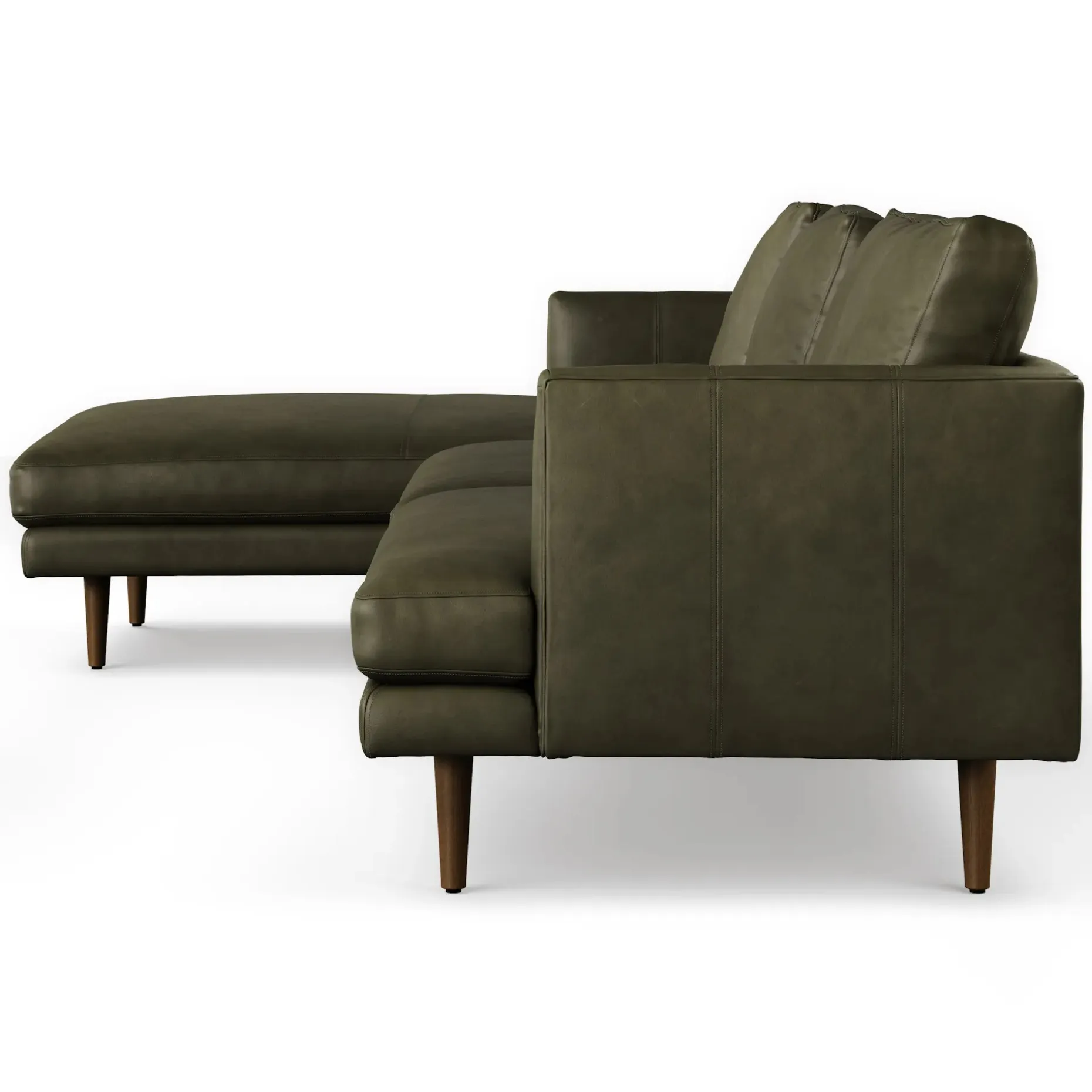 Burrard 112" Leather Left Sectional - Charme Green