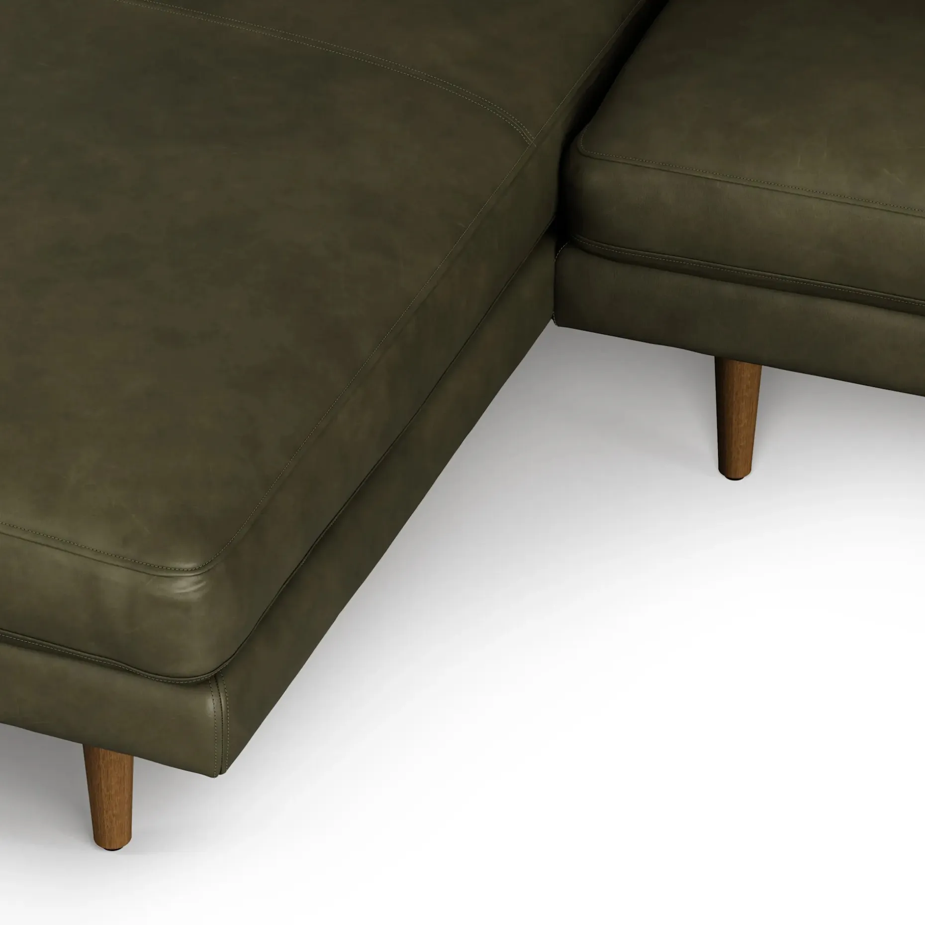 Burrard 112" Leather Left Sectional - Charme Green