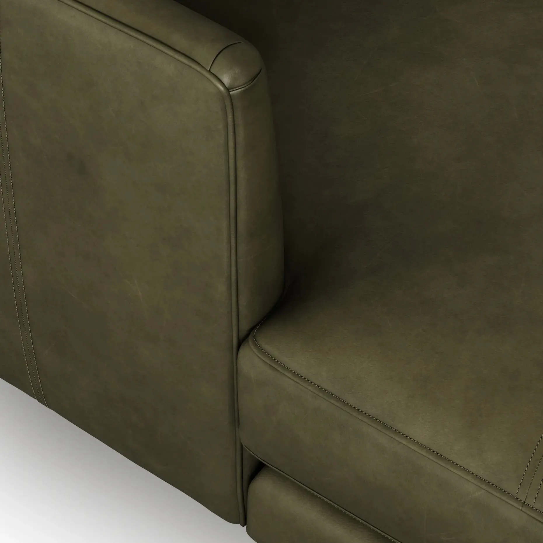 Burrard 112" Leather Left Sectional - Charme Green