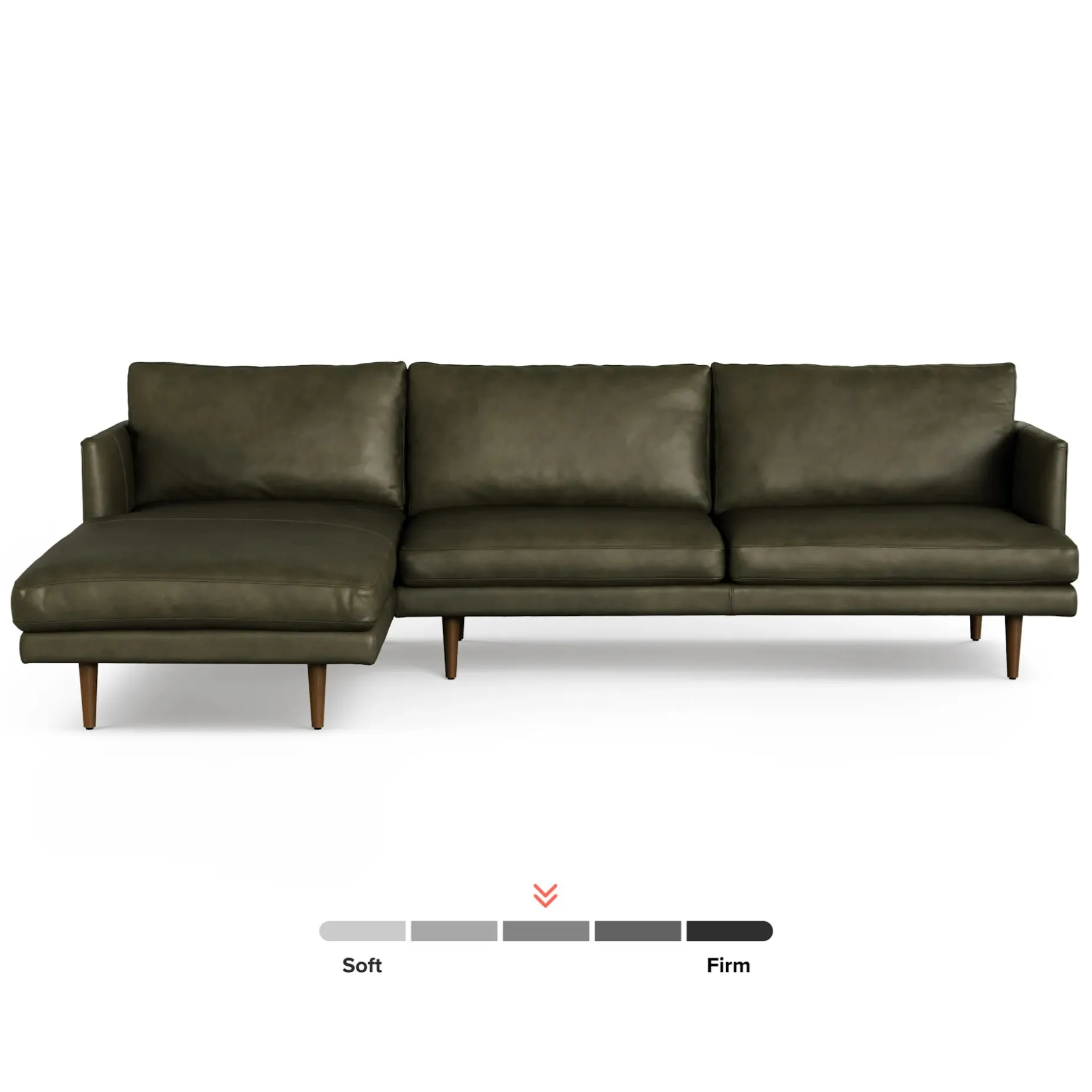 Burrard 112" Leather Left Sectional - Charme Green