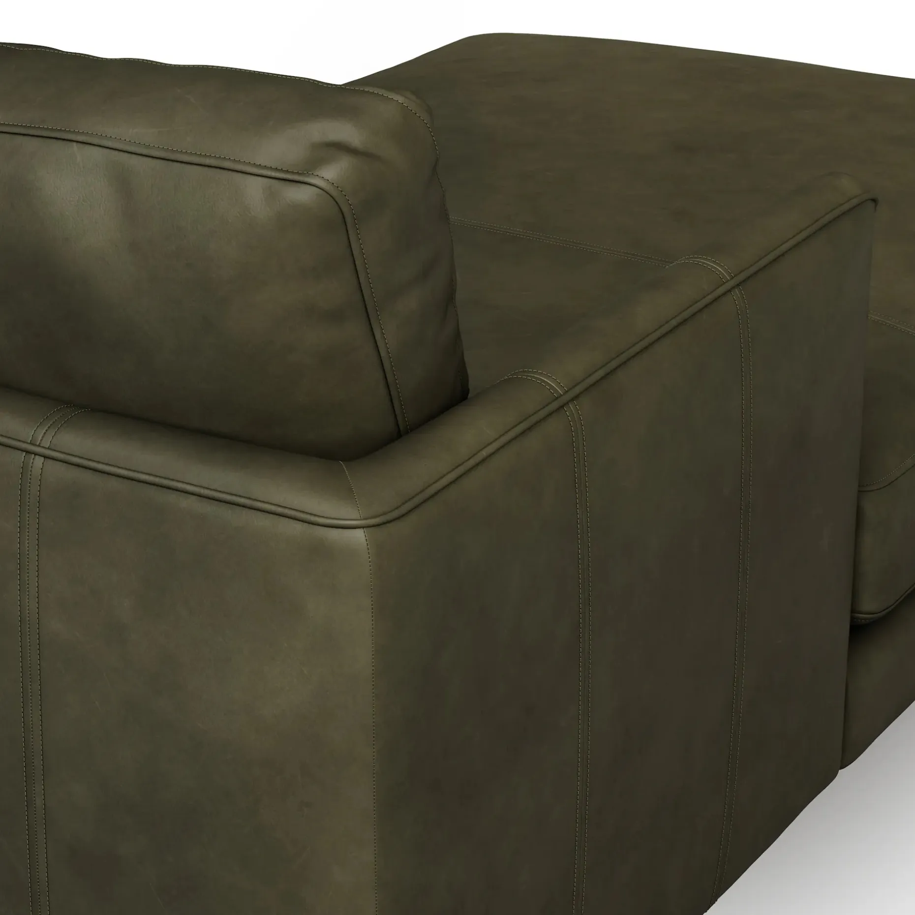 Burrard 112" Leather Left Sectional - Charme Green