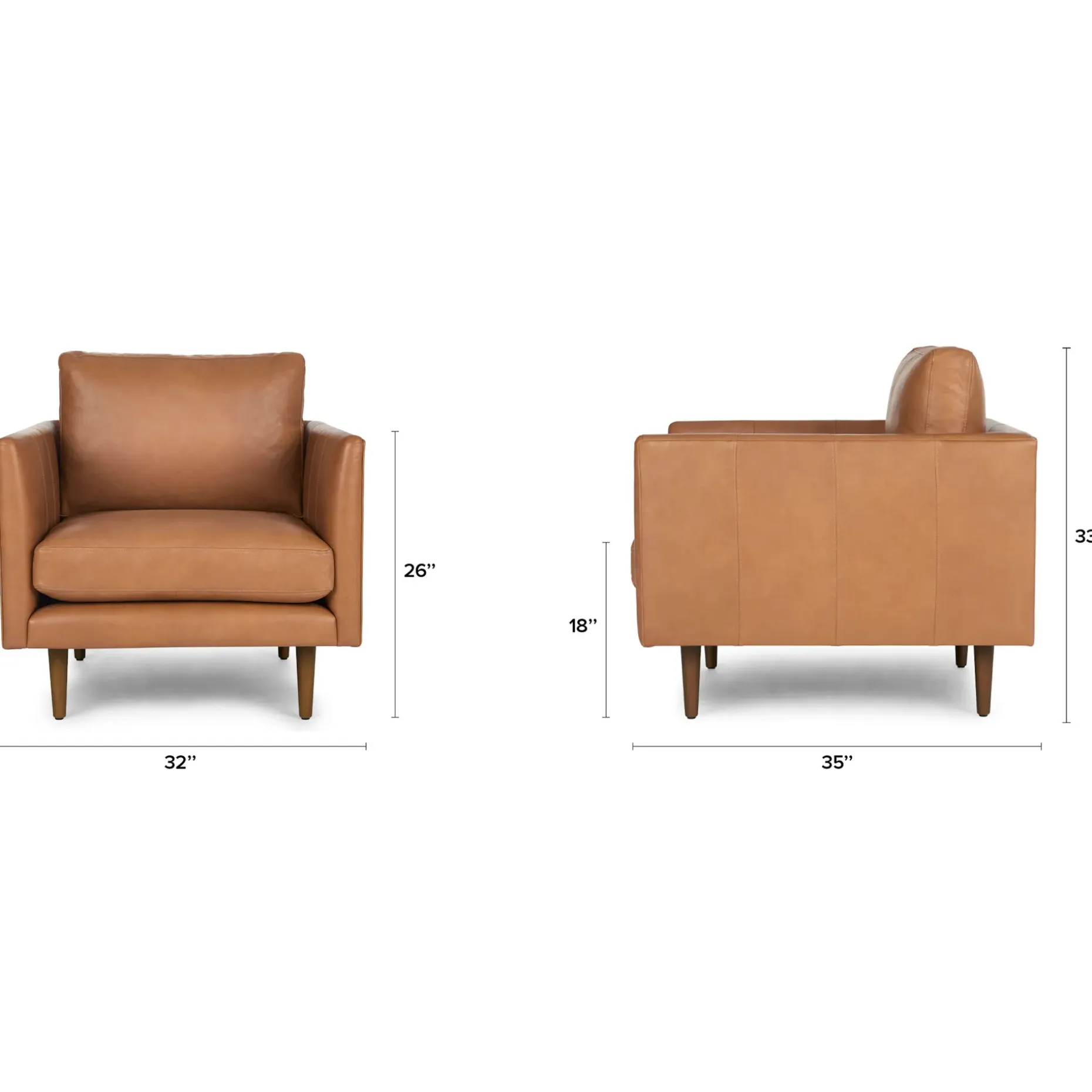 Burrard 32" Leather Lounge Chair - Bella Caramel
