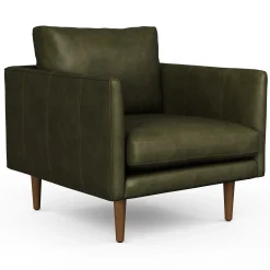 Burrard 32" Leather Lounge Chair - Charme Green
