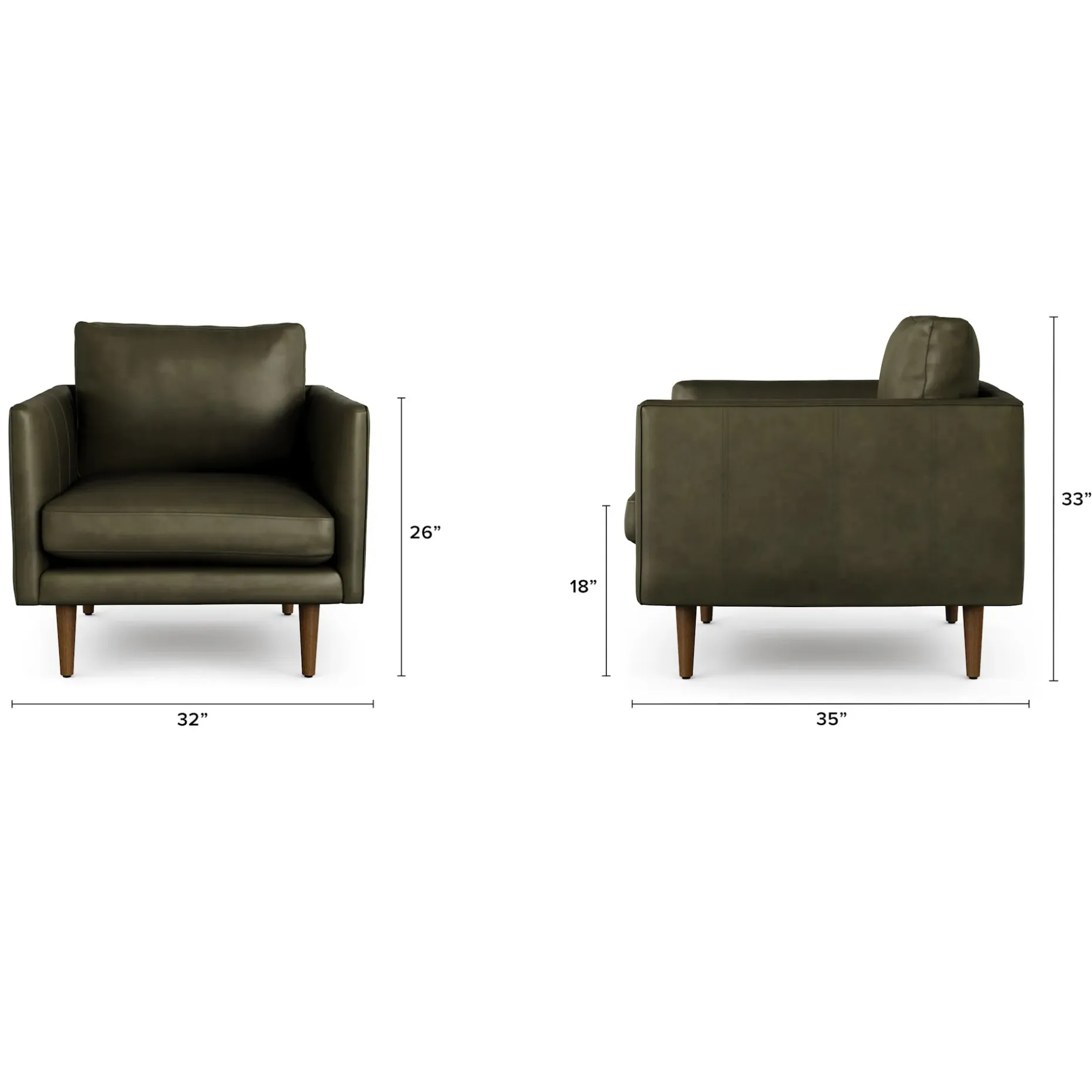 Burrard 32" Leather Lounge Chair - Charme Green