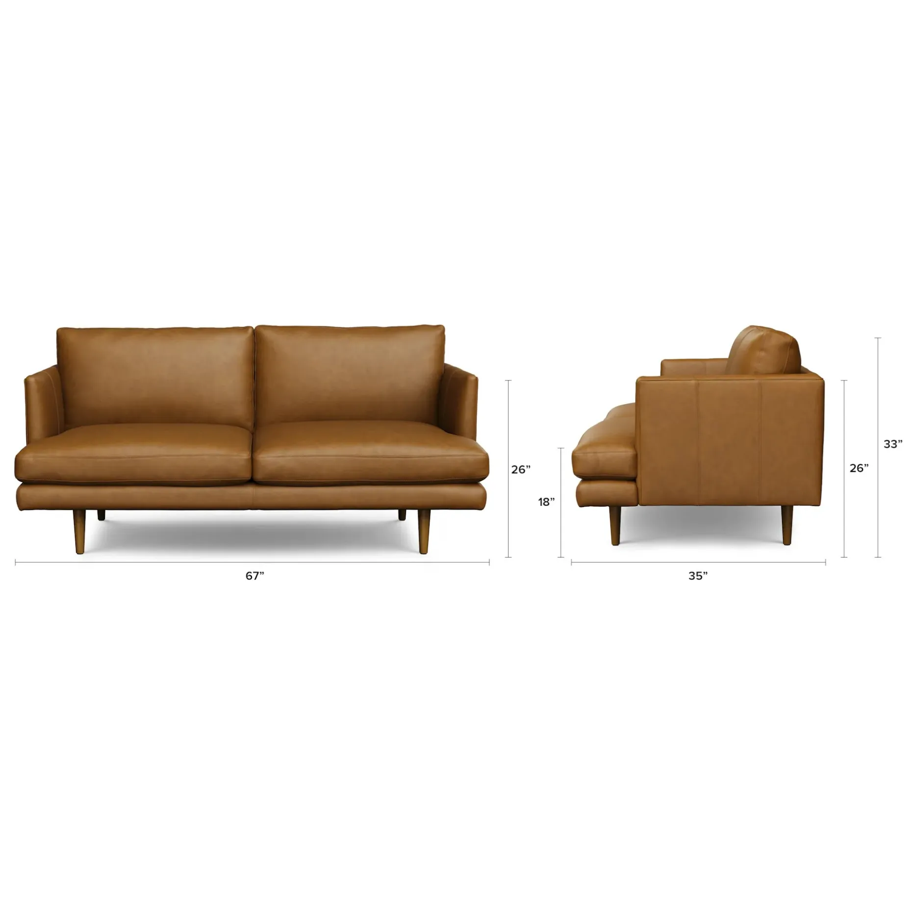 Burrard 67" Leather Loveseat - Bella Caramel