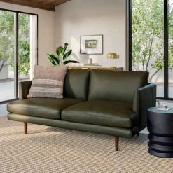 Burrard 67" Leather Loveseat - Charme Green