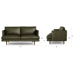 Burrard 67" Leather Loveseat - Charme Green
