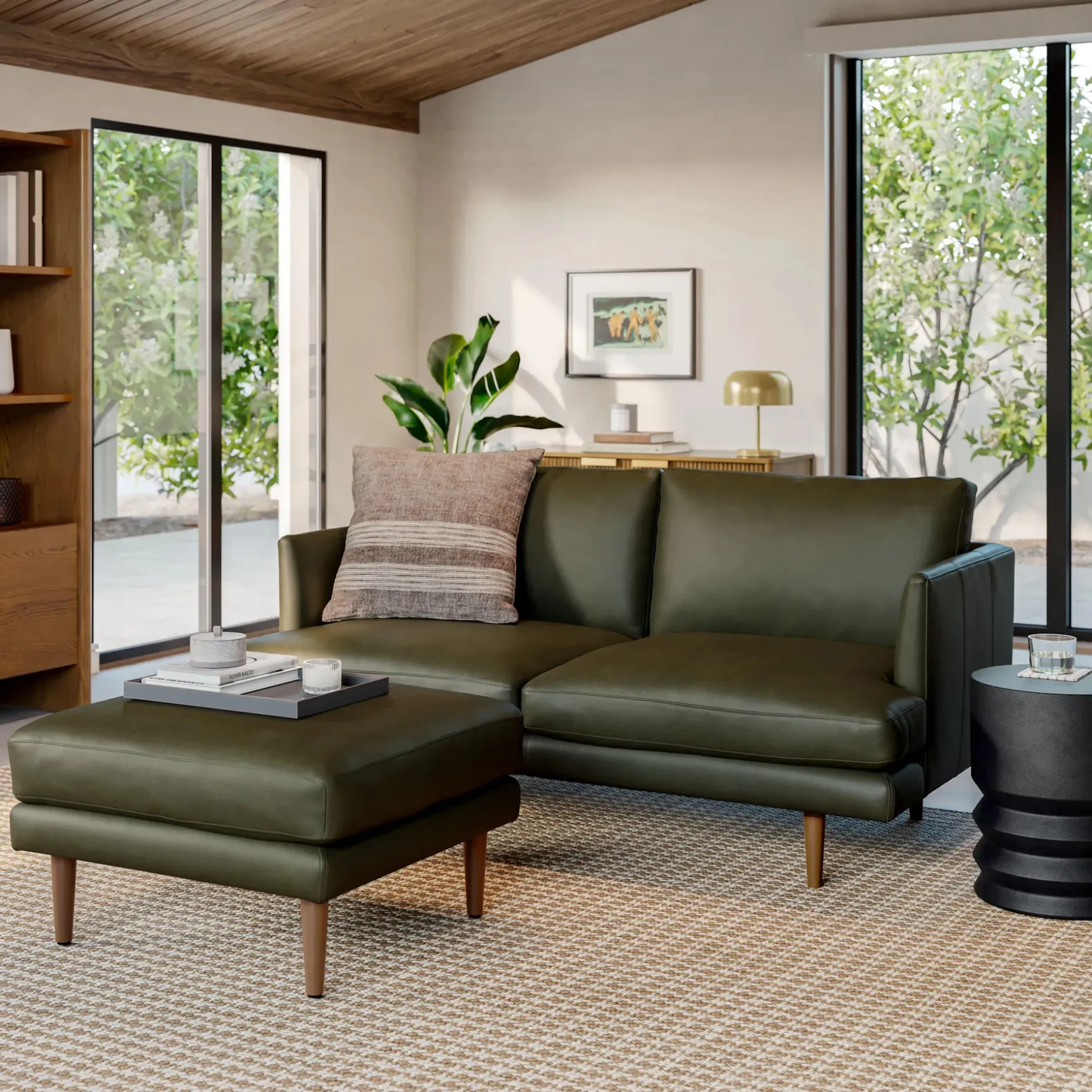 Burrard 67" Leather Loveseat - Charme Green