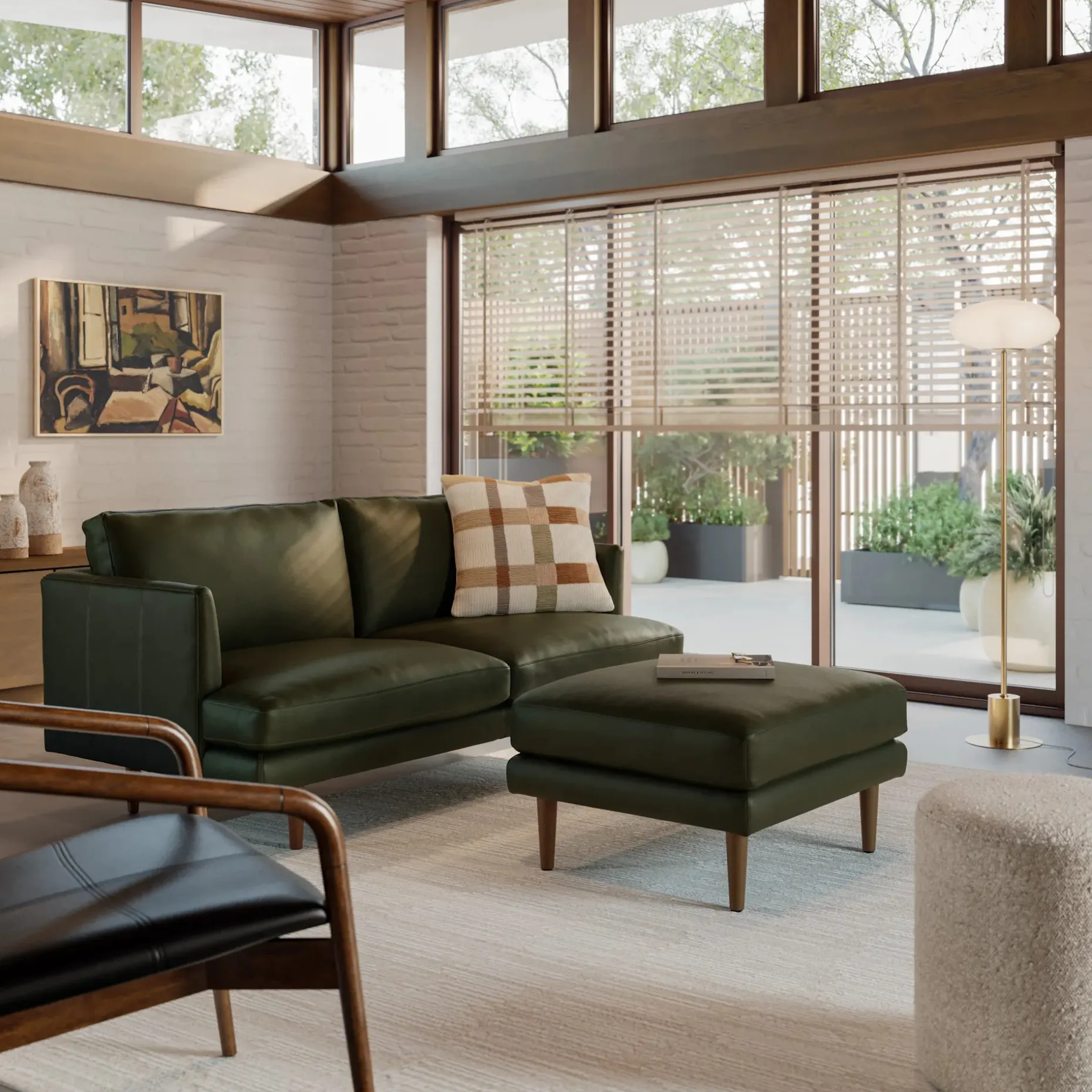 Burrard 67" Leather Loveseat - Charme Green