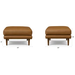 Burrard 29" Leather Ottoman - Bella Caramel