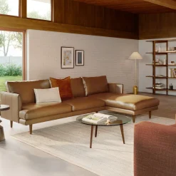 Burrard 112" Leather Right Sectional - Bella Caramel