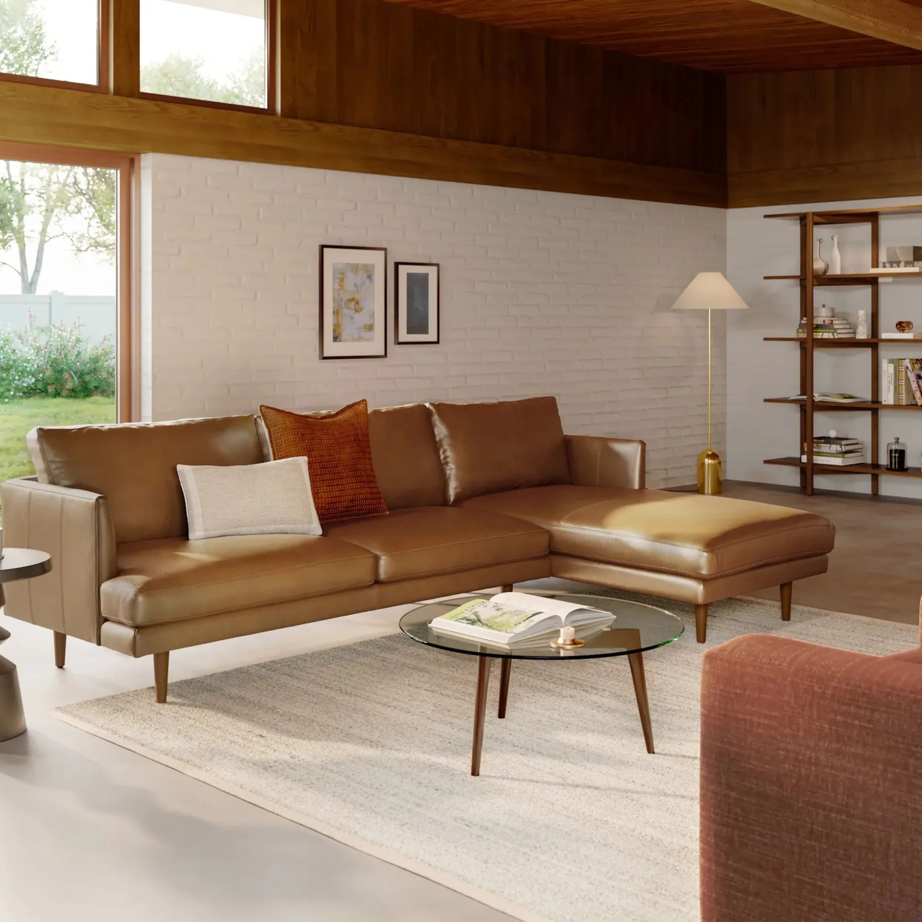 Burrard 112" Leather Right Sectional - Bella Caramel