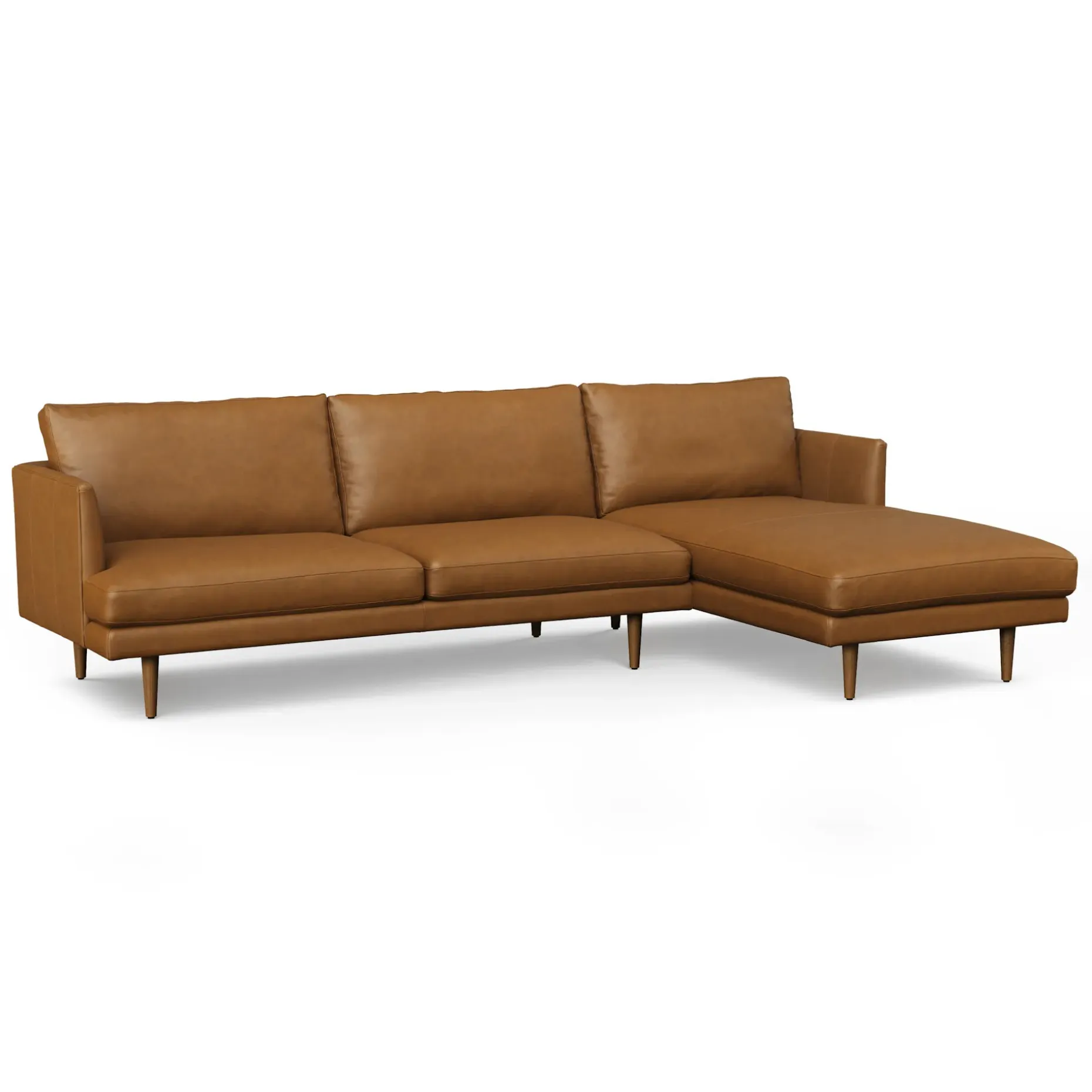 Burrard 112" Leather Right Sectional - Bella Caramel