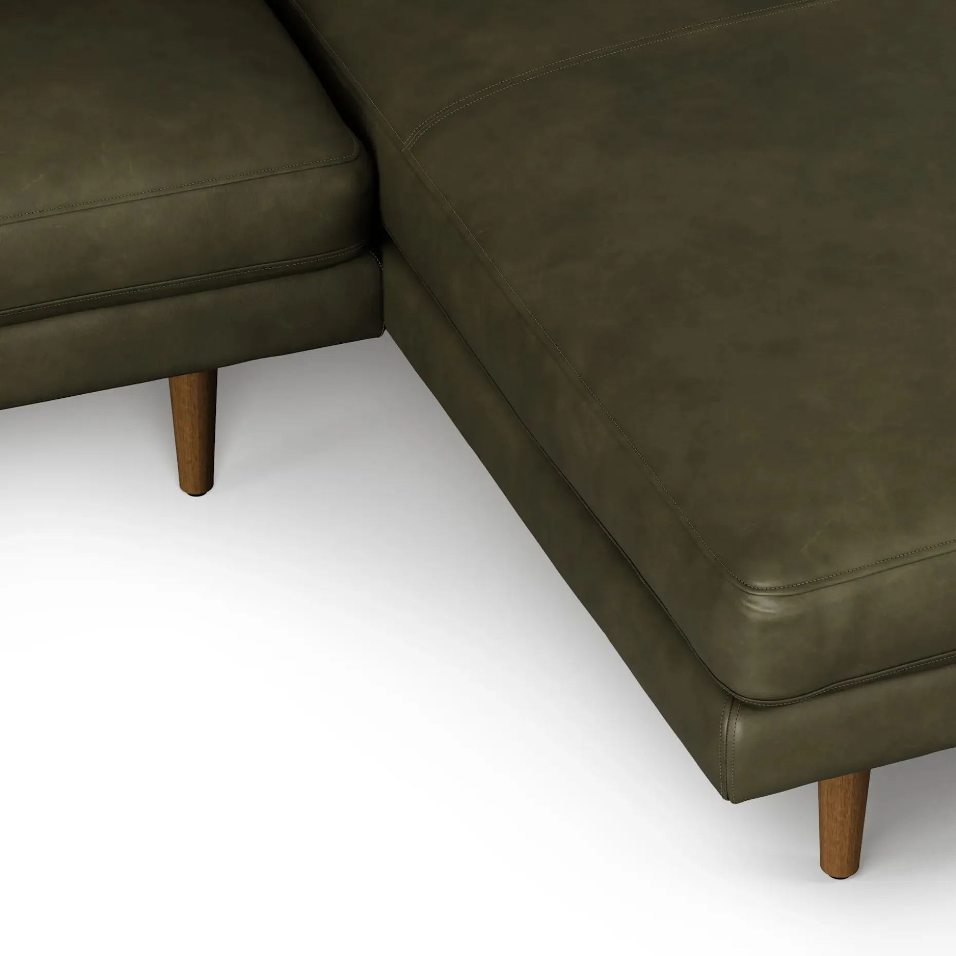 Burrard 112" Leather Right Sectional - Charme Green
