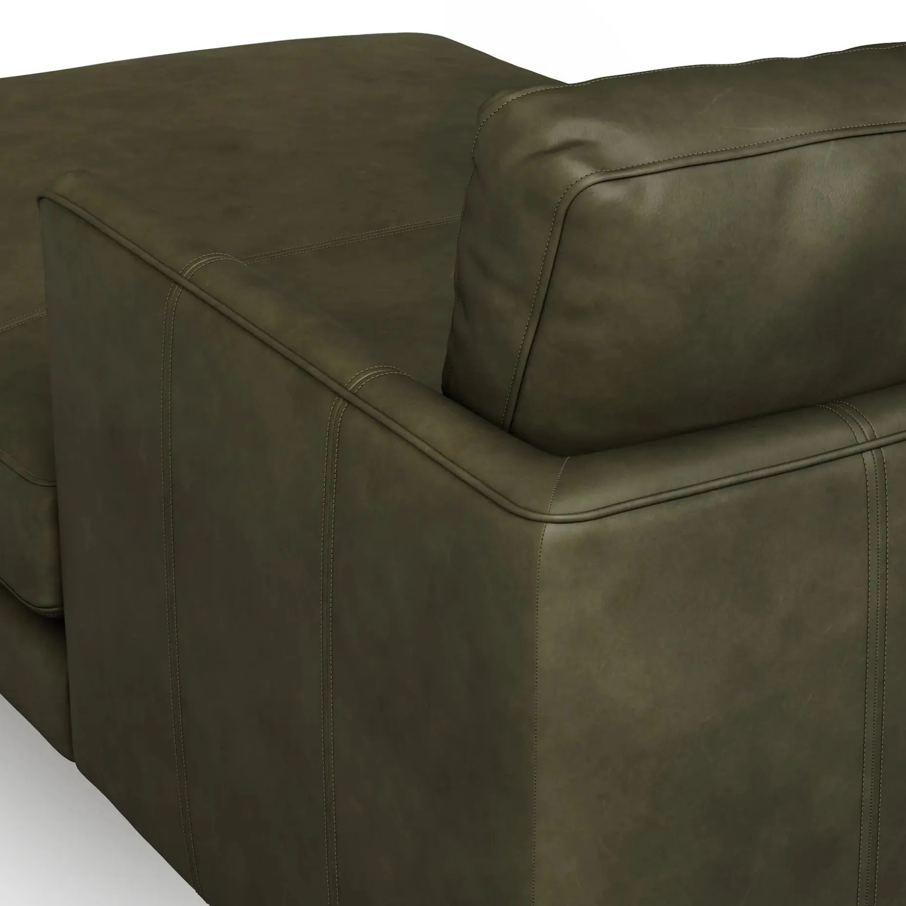 Burrard 112" Leather Right Sectional - Charme Green