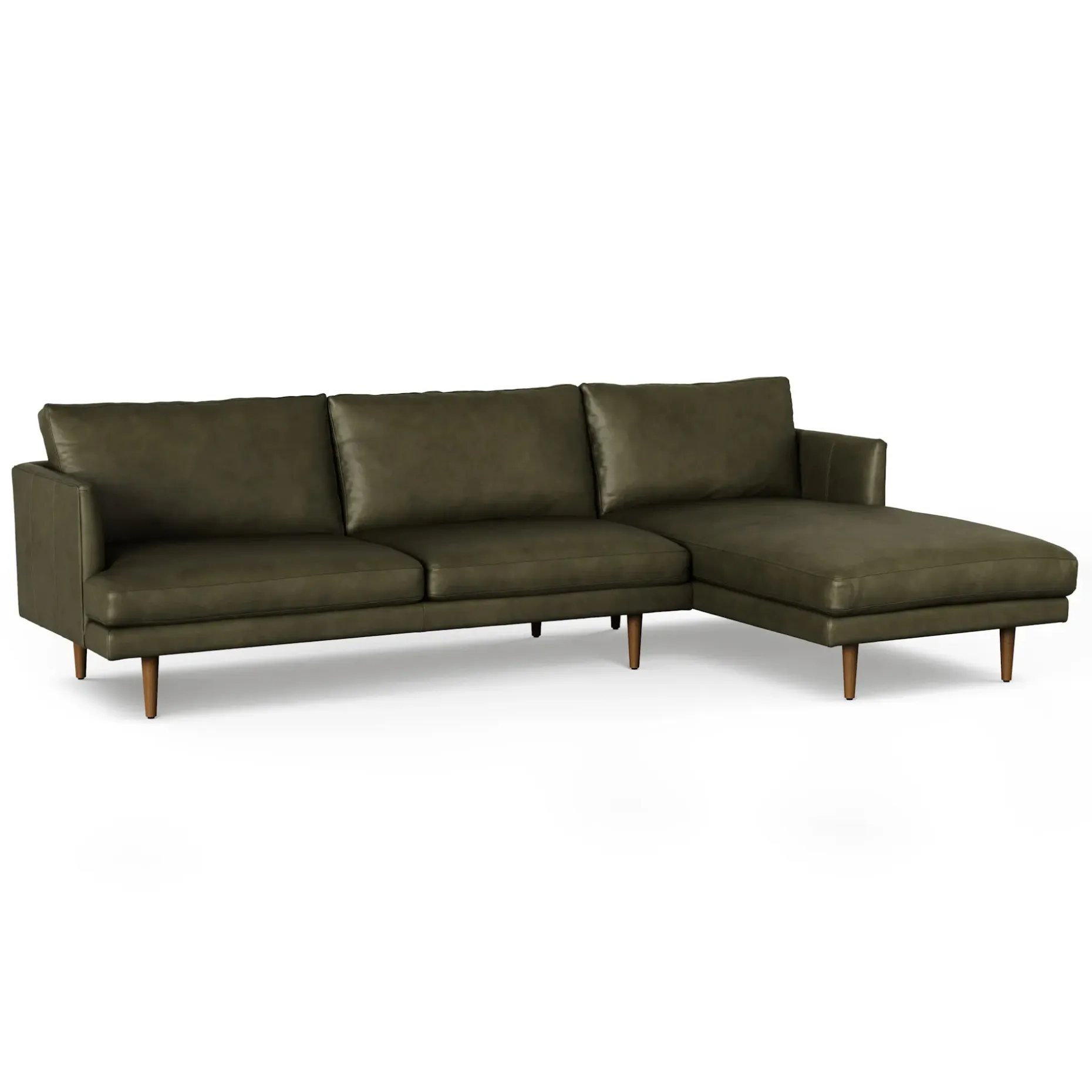 Burrard 112" Leather Right Sectional - Charme Green