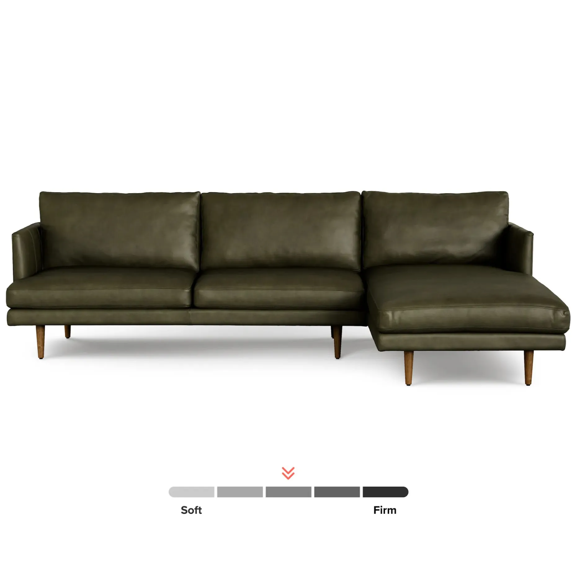 Burrard 112" Leather Right Sectional - Charme Green