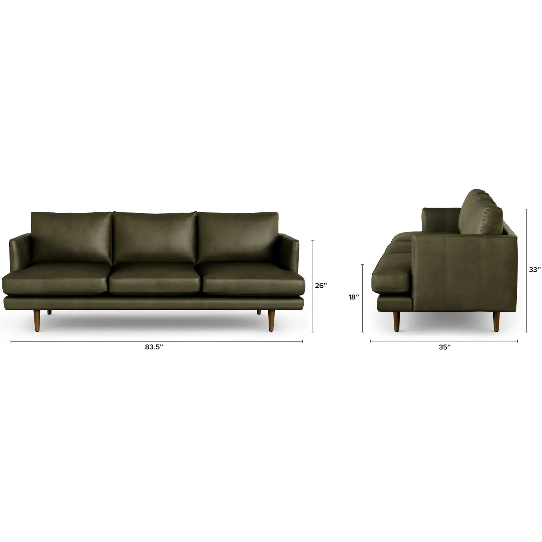 Burrard 83.5" Leather Sofa - Charme Green