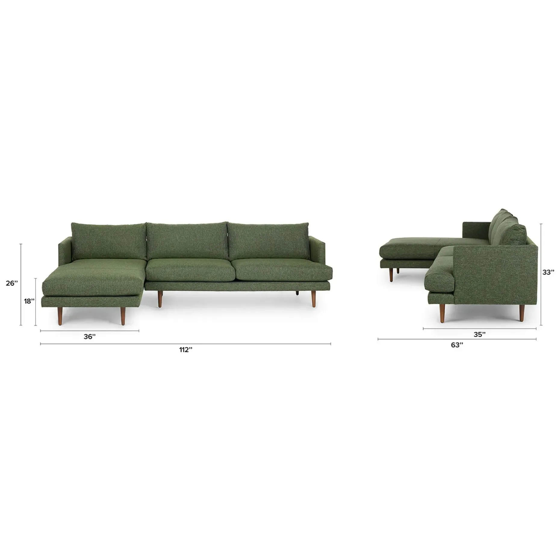 Burrard 112" Left Sectional - Forest Green