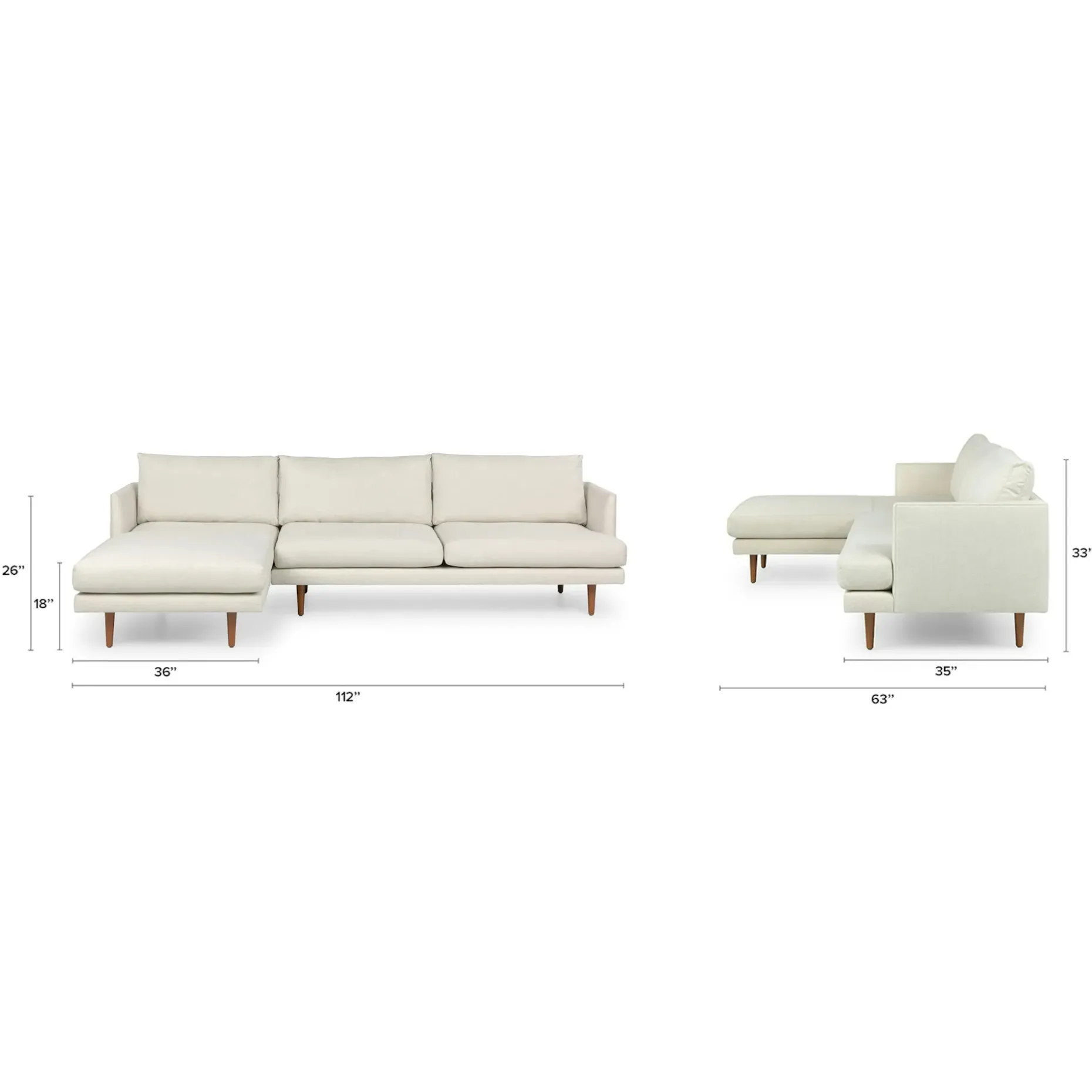 Burrard 112" Left Sectional - Seasalt Ivory