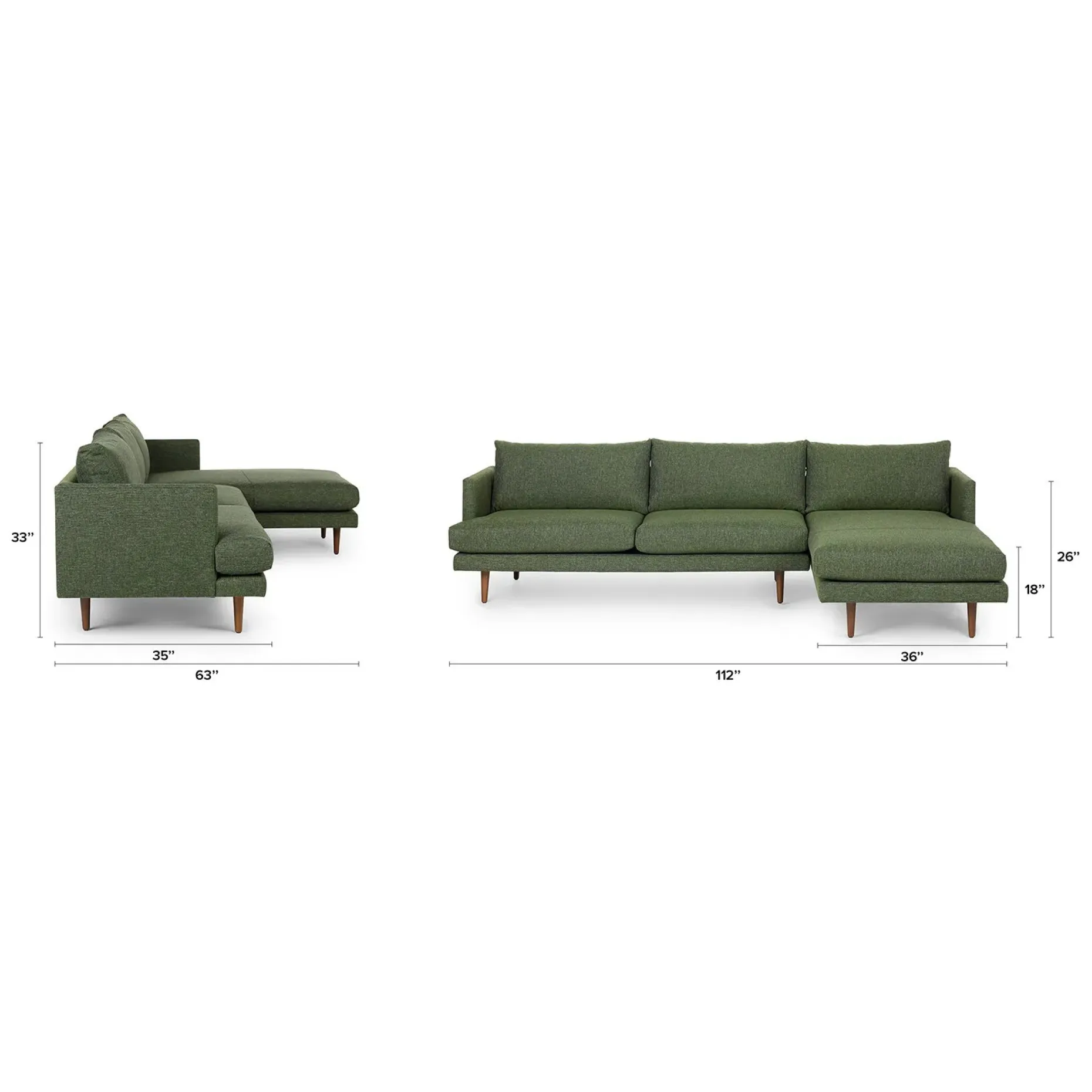 Burrard 112" Right Sectional - Forest Green