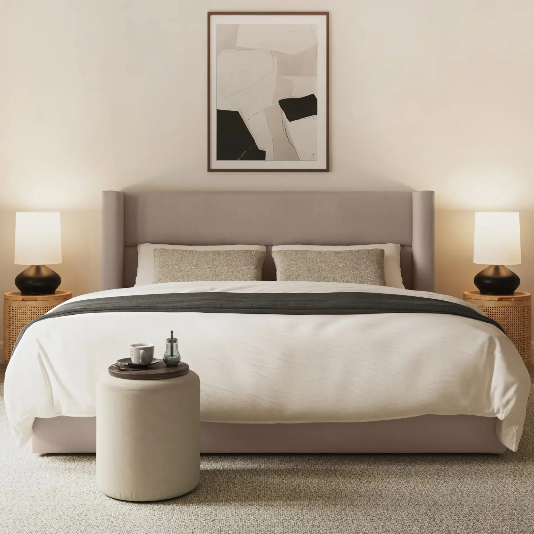 Calabri King Upholstered Bed - Napa Quartz