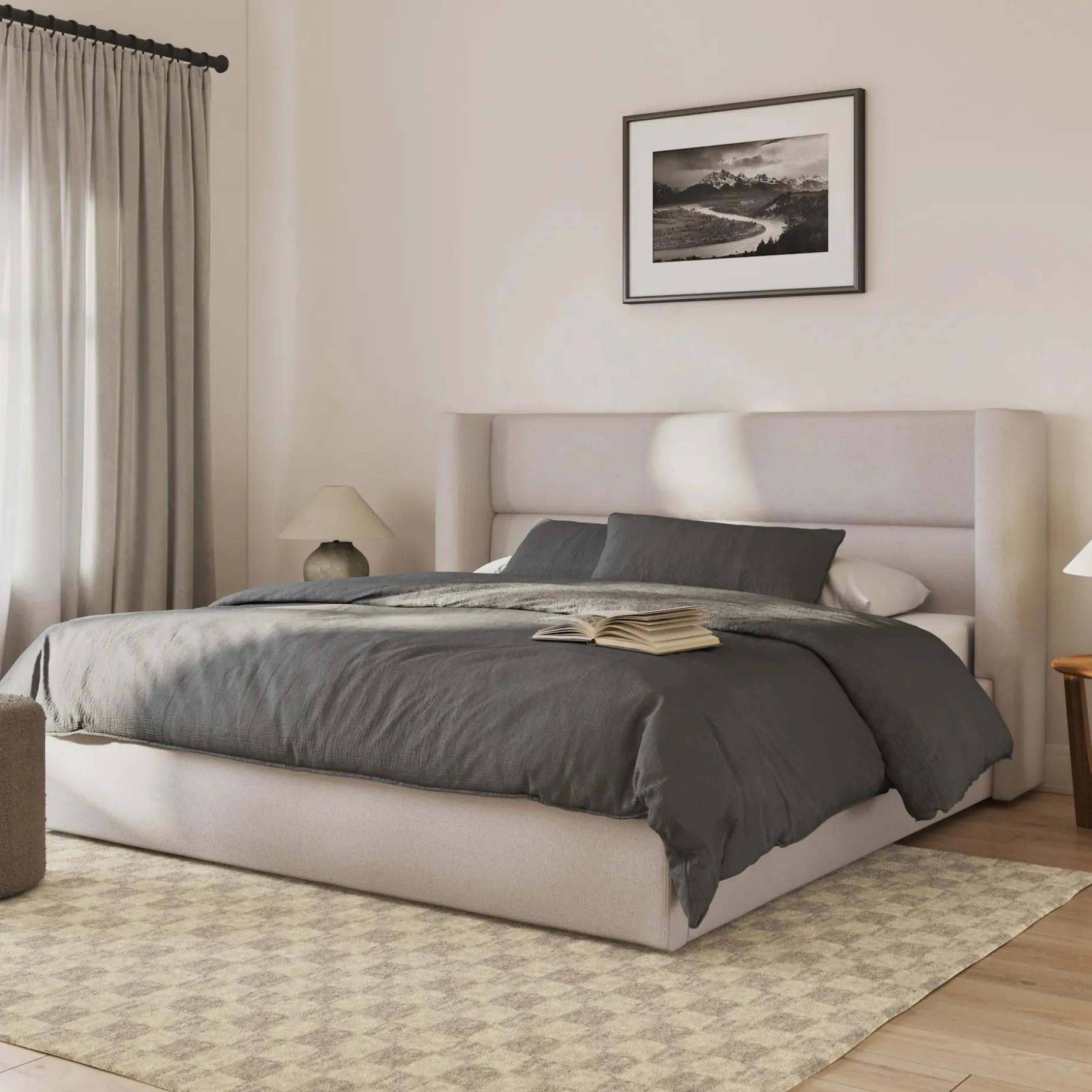 Calabri King Upholstered Bed - Napa White