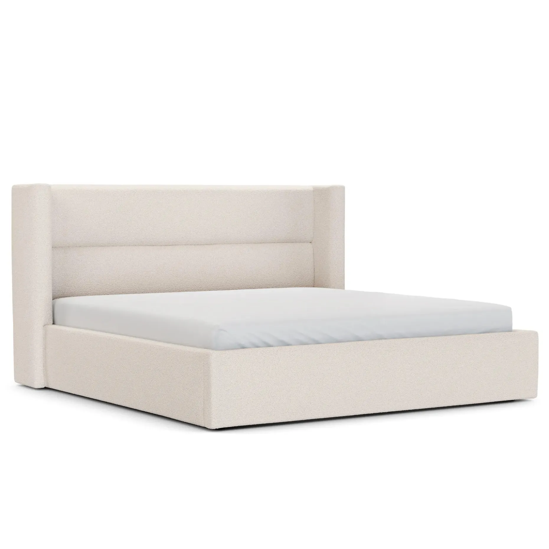 Calabri King Upholstered Bed - Ivory Wool Bouclé