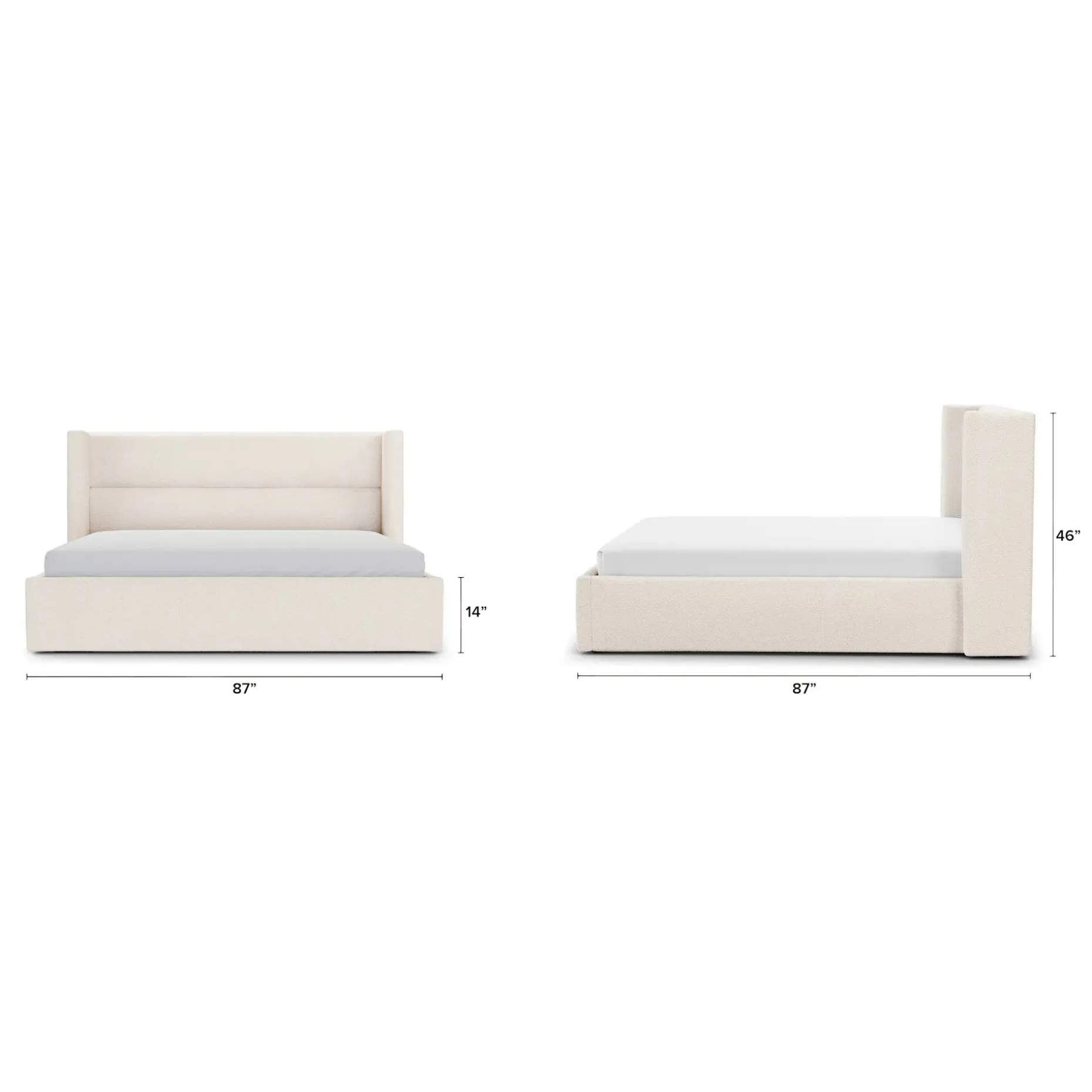 Calabri King Upholstered Bed - Ivory Wool Bouclé